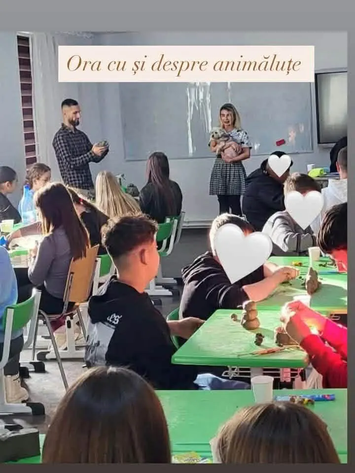 Copii care modelează animăluțe din plastilină la ora despre animale